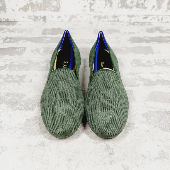 New Rothy's The Flat Safari Green Sage Giraffe Round Toe Slip On Loafers T267